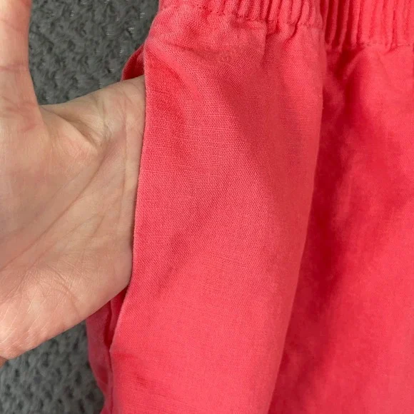 J. Crew Women's Skirt 12 Pink Linen Blend Mini Smocked Pockets Preppy Vacation - Picture 3 of 8